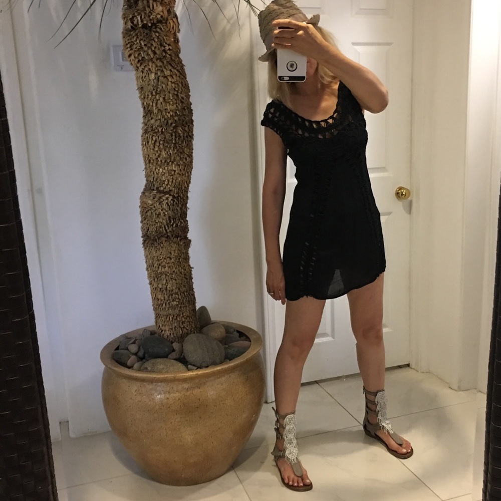 Shirt or swim cover up with crochet detail